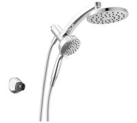 Delta 6-Setting PivotPro 3-in-1 Combination Shower Head with ProClean Spray, Chrome Round Shower Head Rainfall with Handheld Spray, 1.75 GPM, Chrome 75649