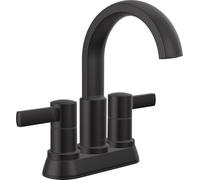 Delta Albion 25855LF-BL Bathroom Faucet with 2 Handles, Delta Centerset Bathroom Sink Faucet, Metal, 1.2 GPM Flow, Matte Black