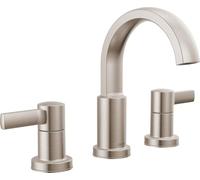 Delta Albion 35855LF-SP 3 Hole Brushed Nickel Bathroom Faucet Bathroom Faucet Metal Push Pop Drain Mounted, SpotShield Brushed Nickel