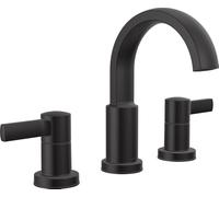 Delta Albion Widespread 3 Hole Bathroom Faucet, Matte Black Bathroom Sink Faucet, 2 Handle Bathroom Faucet, Bath Faucet, Metal Push-Pop Drain Assembly,