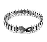 Anchor & Crew Coal Black Delta Anchor Maxi Silver and Braided Leather Bracelet - S - 19cm - Gift Wrapped (Paper & Bow) +£1.50