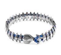 Anchor & Crew Royal Blue Delta Anchor Maxi Silver and Braided Leather Bracelet - S - 19cm - Gift Wrapped (Paper & Bow) +£1.50