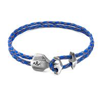 Delta Anchor Silver and Braided Leather Bracelet ANCHOR & CREW Blue 23cm