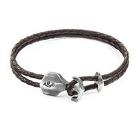 Delta Anchor Silver and Braided Leather Bracelet ANCHOR & CREW Brown 23cm