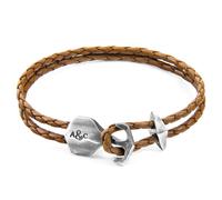Delta Anchor Silver and Braided Leather Bracelet ANCHOR & CREW Light Brown 23cm