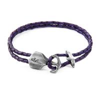 Delta Anchor Silver and Braided Leather Bracelet ANCHOR & CREW Purple 19cm