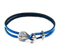 Delta Anchor Silver and Flat Leather Bracelet ANCHOR & CREW Blue 19cm