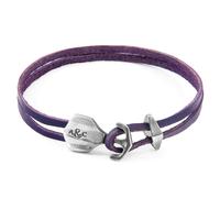 Delta Anchor Silver and Flat Leather Bracelet ANCHOR & CREW Purple 19cm