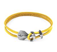 Anchor & Crew Mustard Yellow Delta Anchor Silver and Flat Leather Bracelet - M - 21cm (Most Popular) - No Gift Wrapping