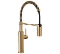 Delta Antoni Pro Style Commercial Kitchen Faucet with Pull Down Sprayer, Single Hole Brushed Gold Kitchen Sink Faucet, Single Handle, Champagne Bronze 18803-CZ-DST