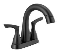 DELTA Broadmoor® Pull Down Bathroom Faucet, Black, 3-Hole Centerset, Matte Black Finish, 1.2 GPM, Zinc Material