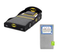 Delta Children DC Comics Batman Batmobile Car Deluxe Toddler Bed with Attached Guardrails Sweet Beginnings Dual Sided Crib Mattress