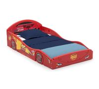 Delta Children Disney Pixar Cars Lightning McQueen Race Car Sleep and Play Toddler Bed with Attached Guardrails