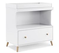 Delta Children Essex Convertible Changing Table with Drawer, Bianca White/Natural