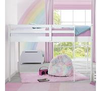 Delta Children Twin Loft Bed with Guardrail and Ladder (Coordinates with Disney Princess & JoJo Siwa Tents Sold Separately), White
