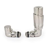 Delta Corner TRV Satin Nickel Thermostatic Radiator Valve and lockshield Set (Satin Nickel)