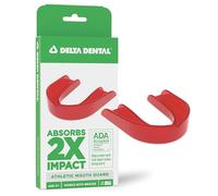 Delta Dental Sports Mouthguard ADA Accepted Dual Shock Absorption - Works with Braces - Red