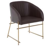 Delta Dining Chair - Brown Faux Leather with Gold Legs