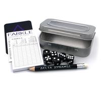 Delta Dynamic Products Farkle Travel Tin - Traditional Dice Game in a Compact Hinged Storage Tin. Pocket-Sized Set (9.6 x 6.2 x 2.2cm). UK-Made.