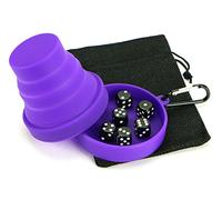 Delta Dynamic Products Travel Dice Cup Set - Folding Silicone Dice Shaker Cup with Lid, Six Dice and Drawstring Bag. Ideal for Farkle, Yatzy, Dudo and other Games.