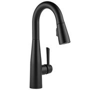 Delta Faucet Essa Matte Black Bar Faucet with Pull Down Sprayer, Black Bar Sink Faucet Single Hole, Wet Bar Faucets Single Hole, Prep Sink Faucet, Black Kitchen Faucet, Matte Black 9913-BL-DST