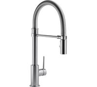 Delta Essa Matte Black Touch Kitchen Faucet with Pull Down Sprayer, Modern Single Hole Touch On Kitchen Sink Faucet, Single Handle, Matte Black 9113T-BL-DST