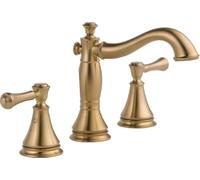 Delta Faucet 3597LF-CZMPU Cassidy Two Handle Wide Spread Bathroom with Metal Pop-Up, Champagne Bronze
