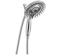 Delta Faucet 5-Spray In2ition 2-in-1 Dual Shower Head with Handheld Spray, Chrome Hand Held Shower Head with Hose, Handheld Shower Heads, 2.5 GPM Shower Head, Lumicoat Chrome 58569-PR25-PK