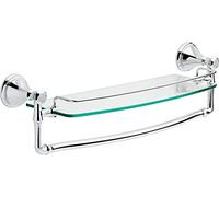 DELTA FAUCET 79710 Cassidy Glass Bathroom Shelf with Towel bar, Polished Chrome, 18 Inch