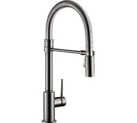 DELTA FAUCET 9659-KS-DST Trinsic Pro Kitchen Faucet with Magnatite Docking, Black Stainless