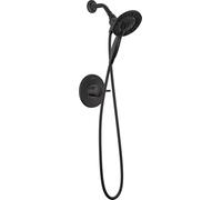 Delta Faucet Albion 14 Series Single Handle Shower Faucet, Black Shower Trim Kit with In2ition 2-in-1 4-Setting Dual Hand Shower Head with Hose, Matte Black T142855-BL-I