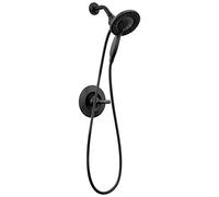 Delta Faucet Arvo 14 Series Single-Handle Shower Faucet, Shower Trim Kit with 4-Spray In2ition 2-in-1 Dual Hand Held Shower Head with Hose, Matte Black 142840-BL-I (Valve Included)