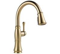 Delta Faucet Cassidy Single-Handle Kitchen Sink Faucet with Pull Down Sprayer, ShieldSpray Technology and Magnetic Docking Spray Head, Lumicoat Champagne Bronze 9197-CZ-PR-DST