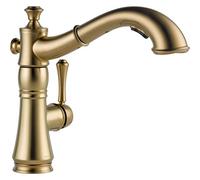 Delta Faucet Cassidy Single-Handle Kitchen Sink Faucet with Pull Out Sprayer and Magnetic Docking Spray Head, Champagne Bronze 4197-CZ-DST