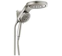 Delta Faucet HydroRain 5-Spray H2Okinetic Dual Shower Head with Handheld Spray, Brushed Nickel Shower Head with Hose, Handheld Shower, Detachable Shower Head, 2.5 GPM Flow Rate, Stainless 58680-SS25