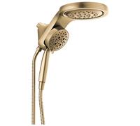 Delta Faucet HydroRain 5-Spray H2Okinetic Dual Shower Head with Handheld Spray, Gold Shower Head with Hose, Handheld Shower Heads, 2.5 GPM Flow Rate, Champagne Bronze 58680-CZ25