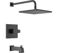 Delta Faucet Modern Raincan Square Single-Function Tub and Shower Trim Kit Black, Tub Faucet Set, Rainfall Shower Head Black, Delta Shower Trim Kit, Matte Black T14468-BL-PP (Valve Not Included)