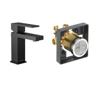 Delta Faucet Modern Single Hole Bathroom Faucet, Black Single Handle Bathroom Faucet & R10000-UNBXHF Multichoice Shower Only Valve Body