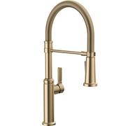 Delta Faucet Rhett Pro Commercial Style Kitchen Faucet with Pull Down Sprayer, Gold Commercial Kitchen Faucet, Spring Kitchen Faucet, Delta Kitchen Sink Faucet, Champagne Bronze 18829-CZ-DST