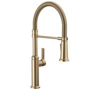 Delta Faucet Rhett Pro Commercial Style Kitchen Faucet with Pull Down Sprayer, Gold Commercial Kitchen Faucet, Spring Kitchen Faucet, Delta Kitchen Sink Faucet, Champagne Bronze 18829-CZ-DST