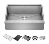 DELTA FAUCET Rivet 30-inch Workstation Farmhouse Apron Front Kitchen Sink Undermount 16 Gauge Stainless Steel Single Bowl with WorkFlow Ledge and Kit of 5 Accessories, 95C9031-30S-SS