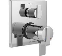 DELTA FAUCET T27T967, Chrome Ara Angular Modern TempAssure 17T Series Valve Trim with 6-Setting Integrated Diverter
