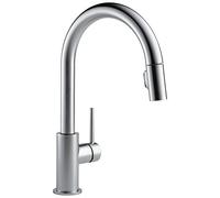 Delta Faucet Trinsic Brushed Nickel Kitchen Faucet, Kitchen Faucets with Pull Down Sprayer, Kitchen Sink Faucet, Faucet for Kitchen Sink with Magnetic Docking Spray Head, Arctic Stainless 9159-AR-DST
