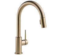 Delta Faucet Trinsic Gold Kitchen Faucet, Kitchen Faucets with Pull Down Sprayer, Sink Faucet with Magnetic Docking Spray Head, Champagne Bronze 9159-CZ-DST