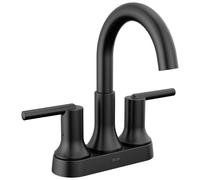 Delta Faucet Trinsic Matte Black Bathroom Faucet, Bathroom Sink Faucet, Centerset, Diamond Seal Technology, Metal Drain Assembly, Matte Black 2559-BLMPU-DST