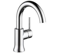 Delta Faucet Trinsic Single Hole Bathroom Faucet, Single Handle Bathroom Faucet Chrome, Bathroom Sink Faucet, Diamond Seal Technology, Drain Assembly, Chrome 559HA-DST