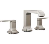 Delta Faucet Velum Curved Spout Widespread Bathroom Faucet 3 Hole, Brushed Nickel Bathroom Sink Faucet, 2 Handle Bathroom Faucet, Bath Faucet, Pop-Up Drain Assembly, Stainless 3539LF-SSMPU