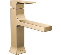 Delta Faucet Velum Single Hole Bathroom Faucet, Gold Bathroom Sink Faucet, Single Handle Bathroom Faucet, Bath Faucet, Pop-Up Drain Assembly, Champagne Bronze 537-CZMPU-DST