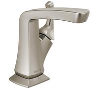 Delta Faucet Vesna Single Hole Bathroom Faucet Brushed Nickel, Single Handle, Drain Assembly, Worry-Free Drain Catch, SpotShield Brushed Nickel 15789LF-SP