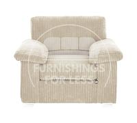 Delta Large Fabric Armchair Sofa Padded Arms Jumbo Cord Furnishings For Less UK Cream One Size